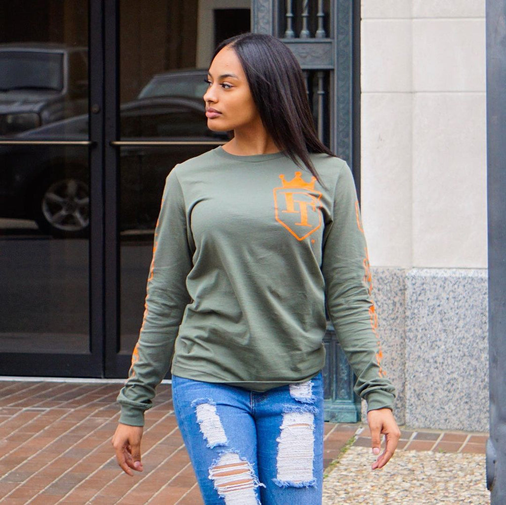 Military Green & Safety Orange / Signature Long Sleeve Tee