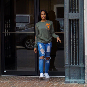 Military Green & Safety Orange / Signature Long Sleeve Tee